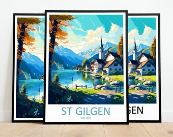 St Gilgen Travel Print Art St Gilgen Poster Austria Wall Art Decor St Gilgen Gift St Gilgen Artwork St Gilgen Art Austria Decor