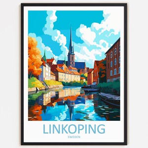 Linköping Travel Print Wanddekor Wandkunst Linköping Wandbehang Wohnkultur Linköping Geschenk Kunstliebhaber Schweden Kunst Dekoration
