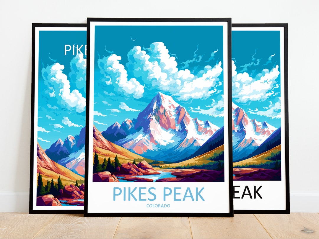 Pikes Peak Travel Poster Pikes Peak Print Colorado Art Print Pikes Peak ...