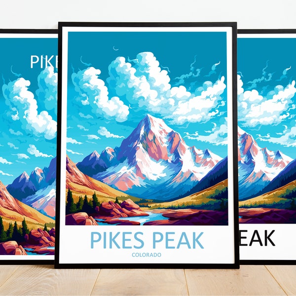 Pikes Peak Travel Print Art Pikes Peak Poster Colorado Wall Art Decor Pikes Peak Gift Pikes Peak Artwork Pikes Peak Art Colorado Decor