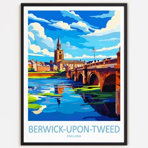Décoration murale imprimée voyage Berwick Upon Tweed, décoration murale Berwick Upon Tweed, décoration d'intérieur, cadeau pour l'Angleterre, amateurs d'art
