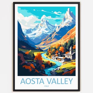 Aosta-Tal Reise-Druck Wand-Dekor-Wand-Kunst Aosta-Tal-Wand-Behang Hauptdekor Aosta-Tal Geschenk-Kunst-Liebhaber-Italien-Kunst-Inneneinrichtung