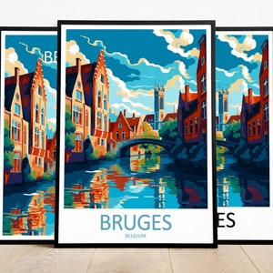 Bruges Travel Print Art Bruges Poster Belgium Wall Art Decor Bruges Gift Bruges Artwork Bruges Art Belgium Decor