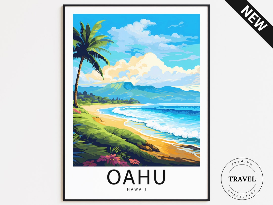 Oahu Travel Poster Hawaii Oahu Print Oahu Gift Oahu Etsy