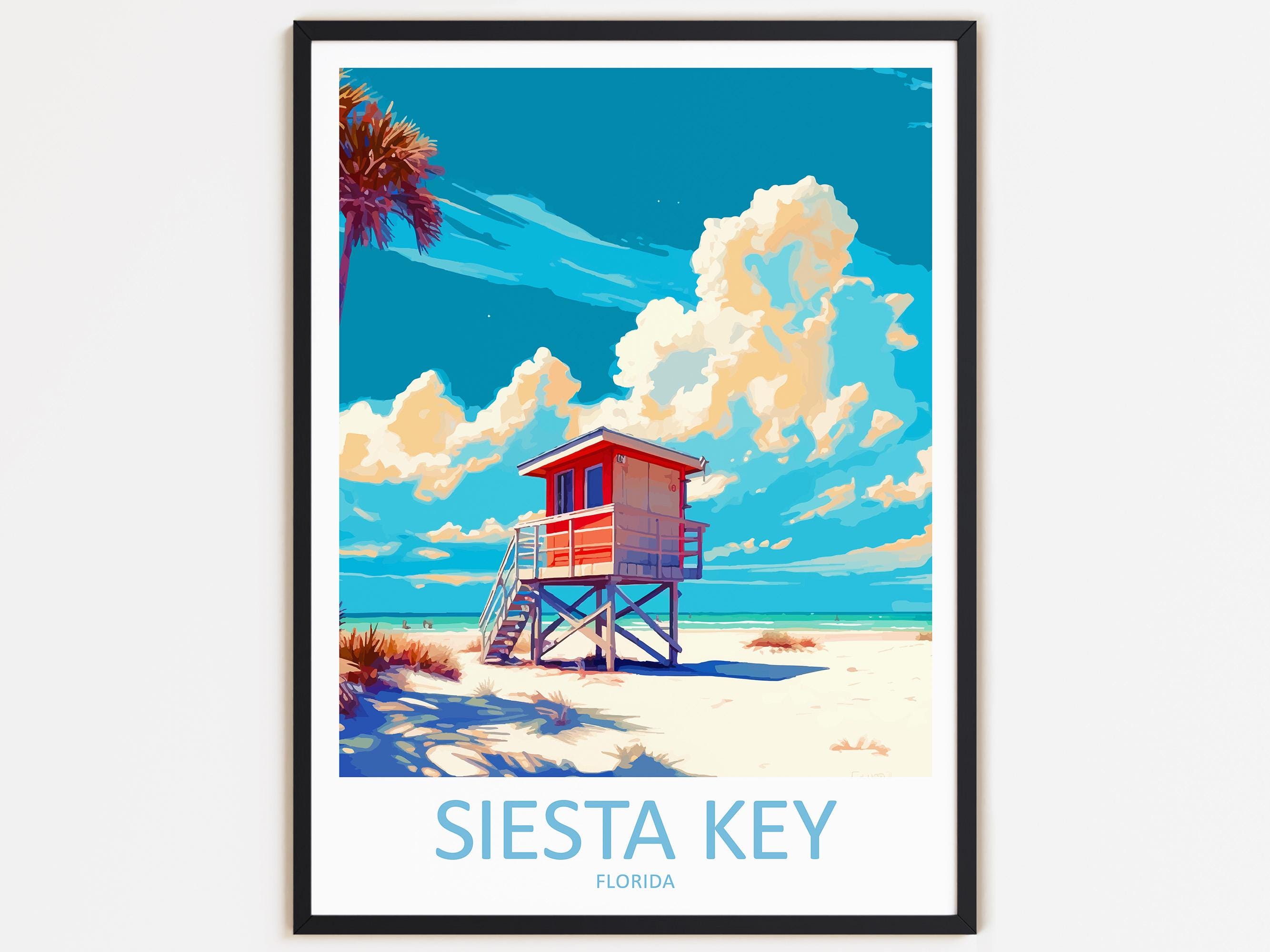 Siesta Key Travel Print Wall Decor Wall Art Siesta Key Wall Hanging Home Décor Siesta Key Gift Art Lovers Florida Art Home Decoration