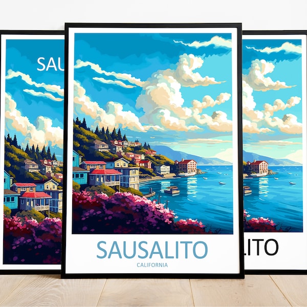 Sausalito Travel Print Art Sausalito Poster California Wall Art Decor Sausalito Gift Sausalito Artwork Sausalito Art California Decor