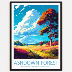 Ashdown Forest Reise-Druck Wand-Dekor Ashdown Forest Wandbehang Kunst Home Décor Bereich der außergewöhnlichen natürlichen Schönheit Geschenk Kunstliebhaber