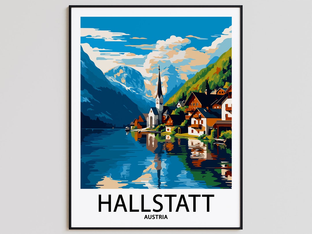 Hallstatt Travel Poster Hallstatt Print Austria Art Print Hallstatt ...