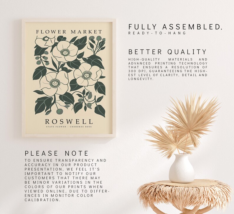 Roswell FLOWER MARKET Roswell STATE Flower Print Etsy