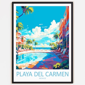 Playa Del Carmen Travel Print Wall Decor Wall Art Playa Del Carmen Wall Hanging Home Décor Mexico Gift Art Travel Lovers Home Decoration