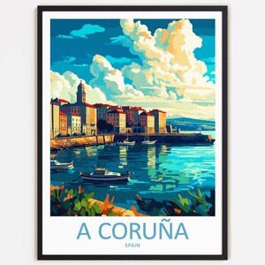 A Coruña Reise-Druck-Wand-Dekor-Wand-Kunst A Coruña-Wandbehang Hauptdekor A Coruña-Geschenk-Kunstliebhaber-Spanien-Kunst-Inneneinrichtung