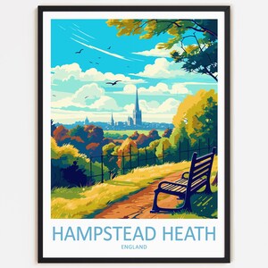 Hampstead Heath Travel Print Decorazione murale Arte murale Hampstead Heath Decorazione murale Decorazione per la casa Inghilterra Regalo Arte Amanti dei viaggi Decorazione per la casa
