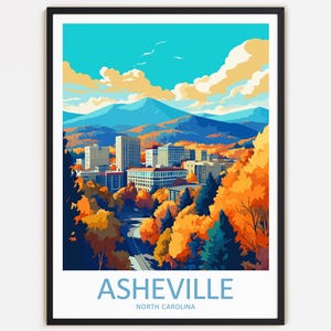 Asheville Travel Print Wall Decor Wall Art Asheville Wall Hanging Home Décor Asheville Gift Art Lovers North Carolina Art Home Decoration