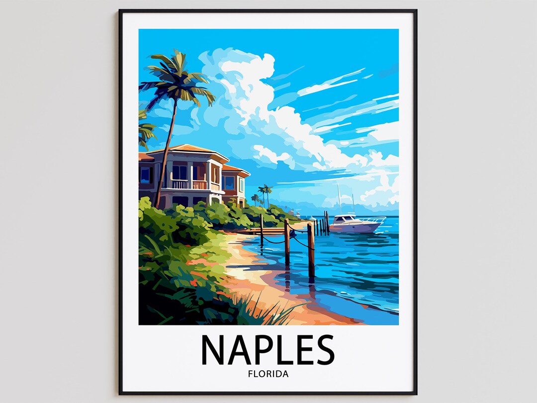 Naples Travel Poster Naples Print Florida Art Print Naples Gift Naples Wall Art Naples Artwork