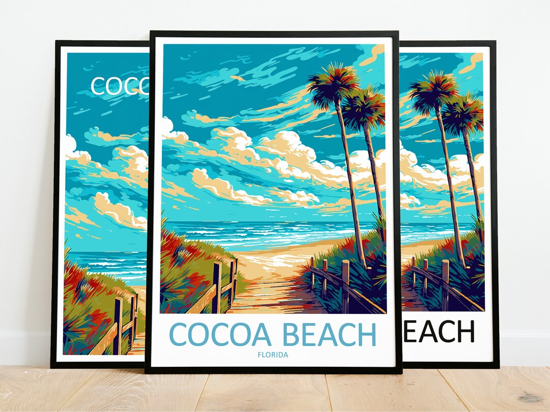 Cocoa Beach Travel Print Art Cocoa Beach Poster Florida Wall Art Decor