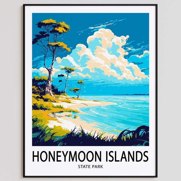 Honeymoon Islands Travel Poster Honeymoon Islands Print State Park Art Print Honeymoon Islands Gift Honeymoon Islands Wall Art