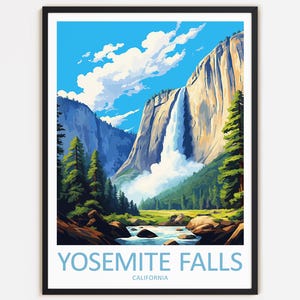 Yosemite Falls Travel Print Wall Decor Wall Art Yosemite Falls Wall Hanging Home Décor California Gift Art Travel Lovers Home Decoration