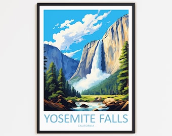Yosemite Falls Travel Print Wall Decor Wall Art Yosemite Falls Wall Hanging Home Décor California Gift Art Travel Lovers Home Decoration