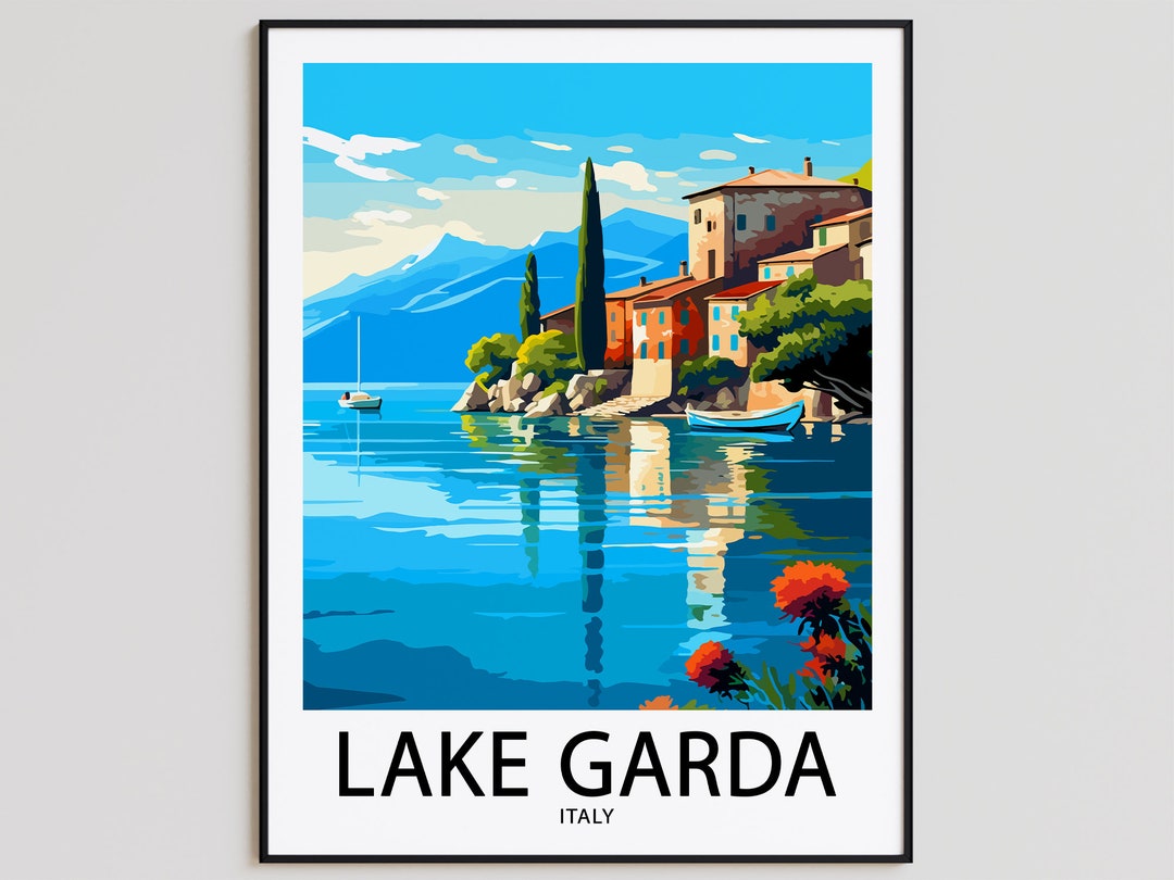 Lake Garda Travel Poster Lake Garda Print Italy Art Print Lake Garda Gift Lake Garda Wall Art