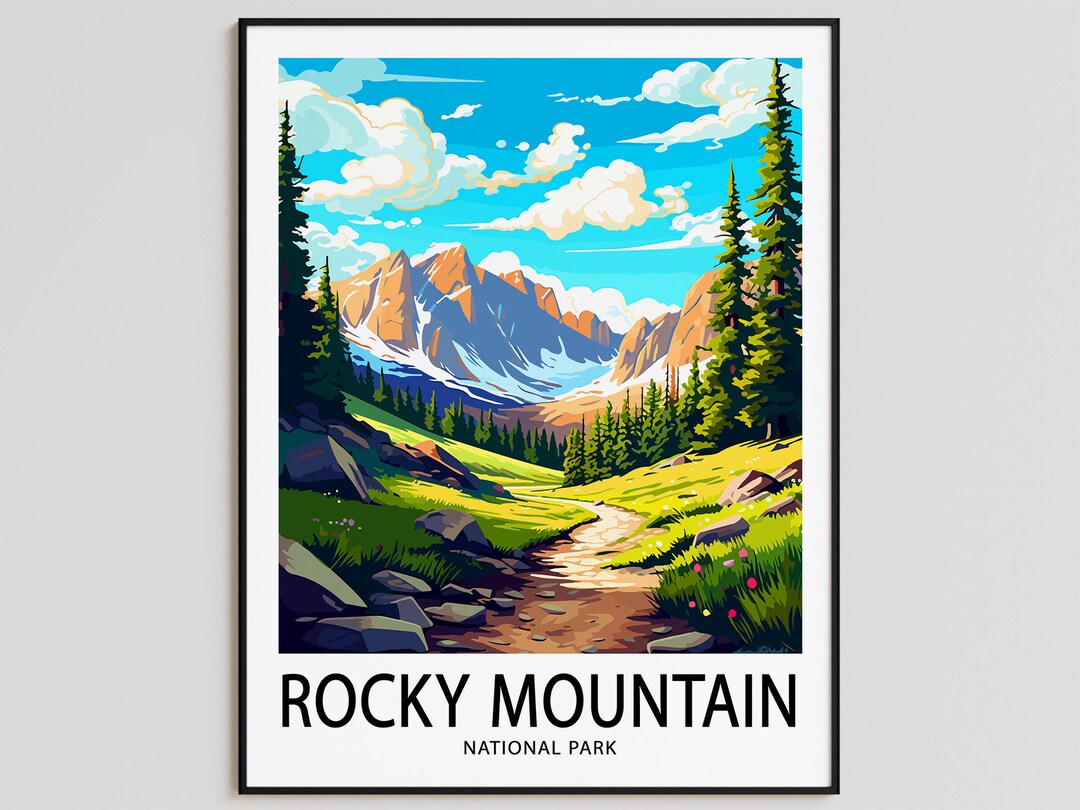 Rocky Mountain Travel Poster Rocky Mountain Print National Park Art
