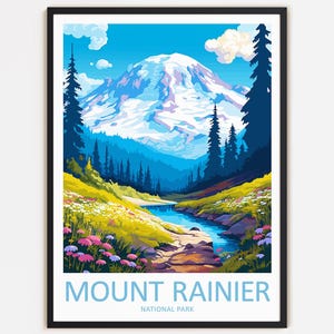 Impression voyage Parc national du Mont Rainier Décoration murale Art mural Tenture murale du Mont Rainier Décoration d'intérieur Paysage du Mont Rainier, amoureux de la nature