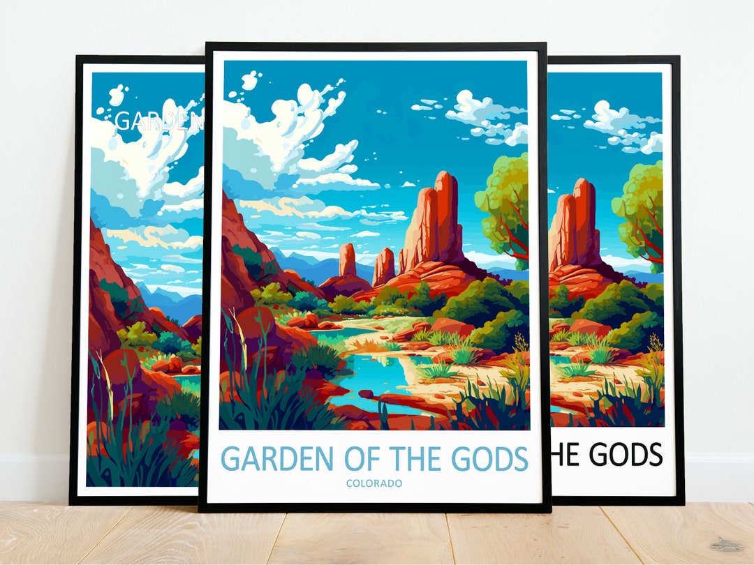 Garden of the Gods Travel Poster Garden of the Gods Print Colorado Art ...