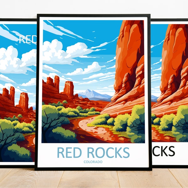 Red Rocks Travel Print Art Red Rocks Poster Colorado Wall Art Decor Red Rocks Gift Red Rocks Artwork Red Rocks Art Colorado Decor