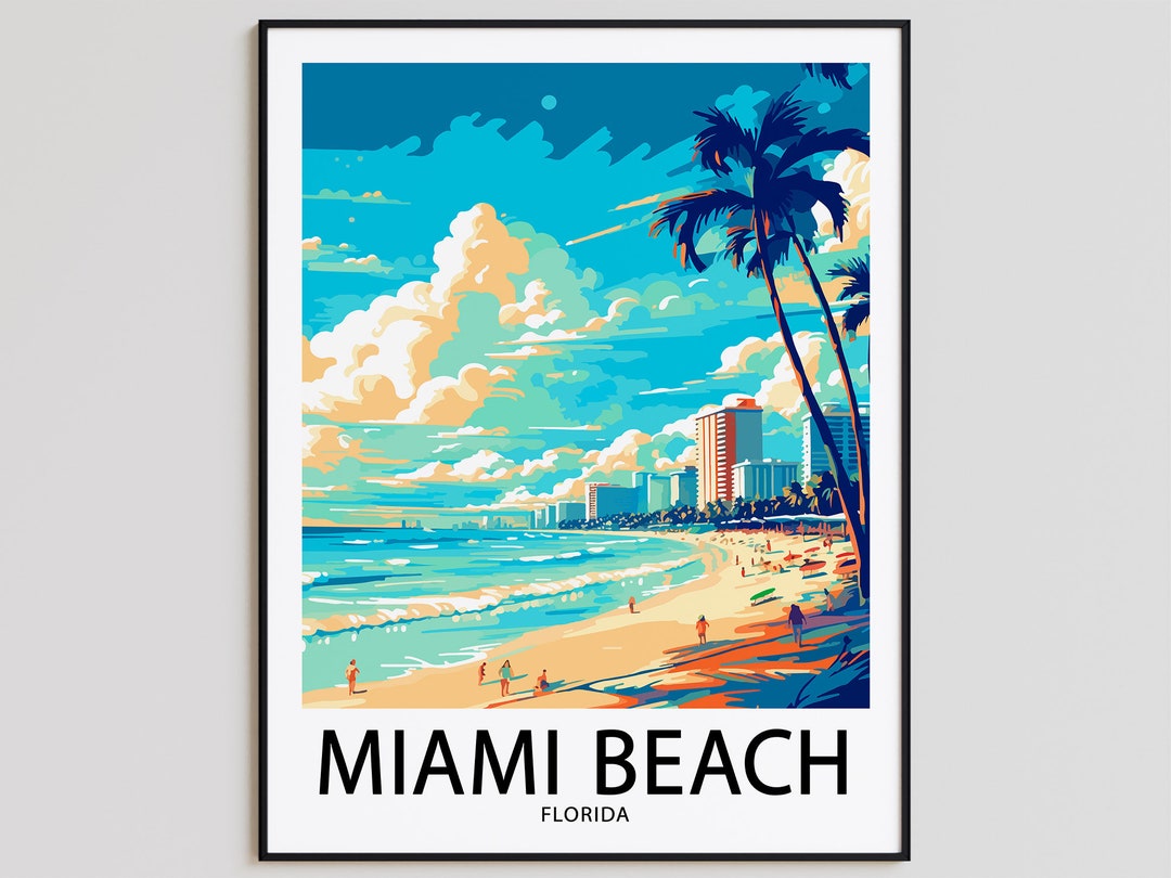 Miami Beach Travel Poster Miami Beach Print Florida Art Print Miami Beach Gift Miami Beach Wall