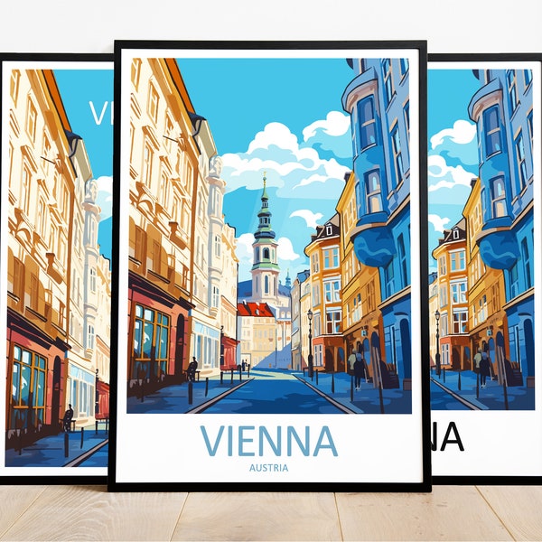 Vienna Travel Print Art Vienna Poster Austria Wall Art Decor Vienna Gift Vienna Artwork Vienna Art Austria Decor