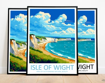 Isle Of Wight Travel Poster Isle Of Wight Print Area of Outstanding natural Beauty Art Print Isle Of Wight Gift Isle Of Wight Wall Art