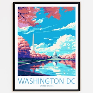 Washington DC Reise-Druck Wand-Dekor-Wand-Kunst Washington DC Wandbehang Wohnkultur USA Geschenk Kunst Reiseliebhaber Dekoration