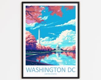Washington DC Travel Print Wall Decor Wall Art Washington DC Wall Hanging Home Décor United States Gift Art Travel Lovers Home Decoration