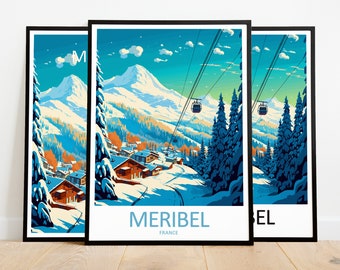 Meribel Travel Poster Meribel Print France Art Print Meribel Gift Meribel Wall Art Meribel Artwork France Decor