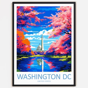 Washington DC Reise-Druck Wand-Dekor-Wand-Kunst Washington DC Wandbehang Wohnkultur USA Geschenk Kunst Reiseliebhaber Dekoration