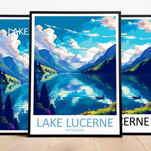 Lake Lucerne Travel Print Lake Lucerne Art Poster Switzerland Art Print Lake Lucerne Gift Lake Lucerne Wall Art Lake Lucerne Artwork