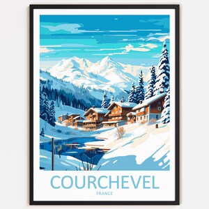 Courchevel Travel Print Decorazione murale Arte murale Courchevel Arazzo da parete Decorazione per la casa Courchevel Regalo Amanti dell'arte Francia Arte Decorazione per la casa