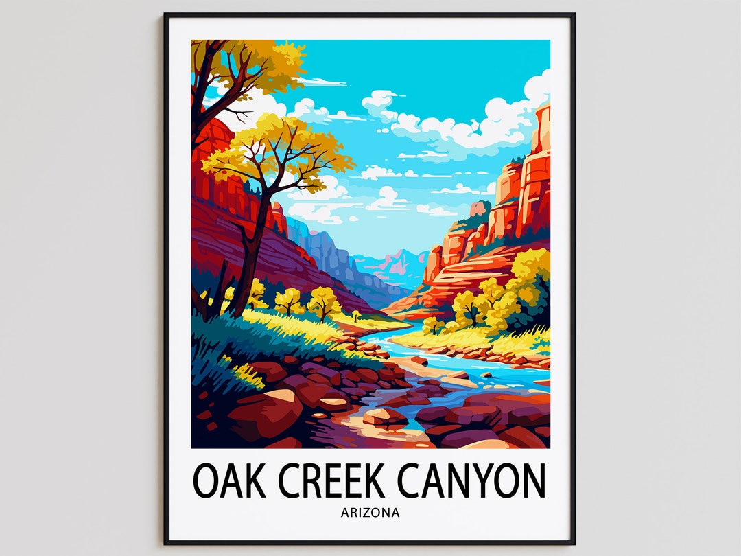 Oak Creek Canyon Travel Poster Oak Creek Canyon Print Arizona Art Print