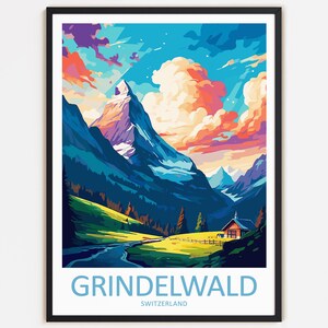 Grindelwald Podróż Wydruk Ścienny Dekoracja Ścienna Sztuka Grindelwald Wisząca Ścienna Dekoracja Domu Grindelwald Prezent Miłośnicy Sztuki Szwajcaria Sztuka Dekoracja Domu