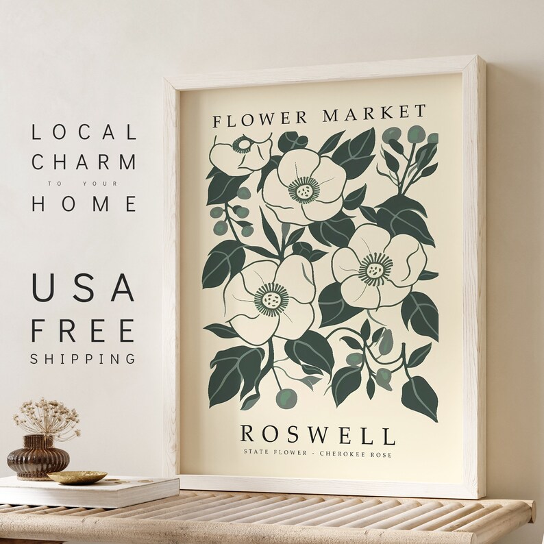 Roswell FLOWER MARKET Roswell STATE Flower Print Etsy