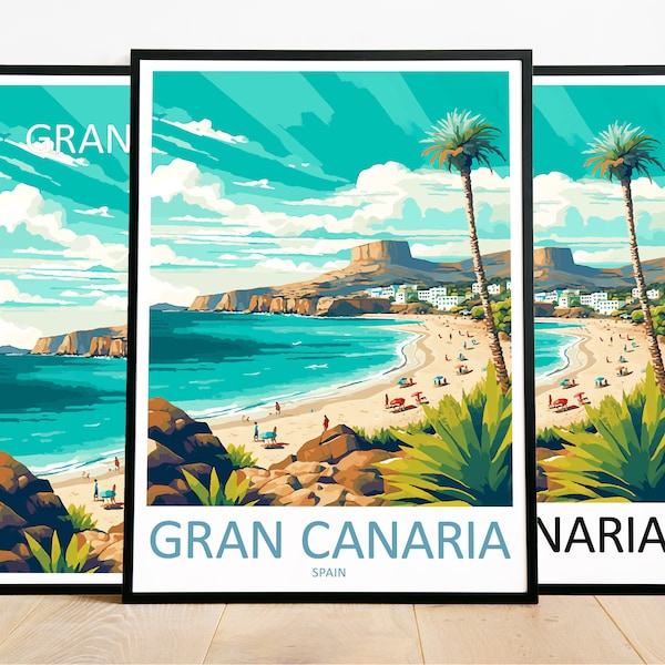 Gran Kanaria Reise Druck Kunst Gran Kanaria Poster Spanien Wand Kunst Dekor Gran Gran Geschenk Gran Kanaria Kunstwerk Gran Kanaria Kunst Spanien Dekor