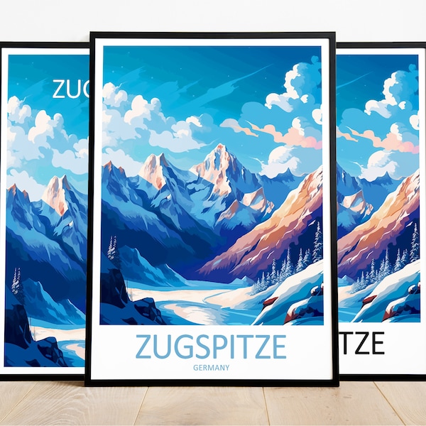 Zugspitze Reisedruck Kunst Zugspitze Poster Deutschland WandKunst Dekor Zugspitze Geschenk Zugspitze Kunstwerk Zugspitze Kunst Deutschland Dekor