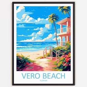 Vero Beach Travel Print Wanddekoration Wandkunst Vero Beach Wandbehang Home Décor Vero Beach Geschenk Kunstliebhaber Florida Art Home Decoration