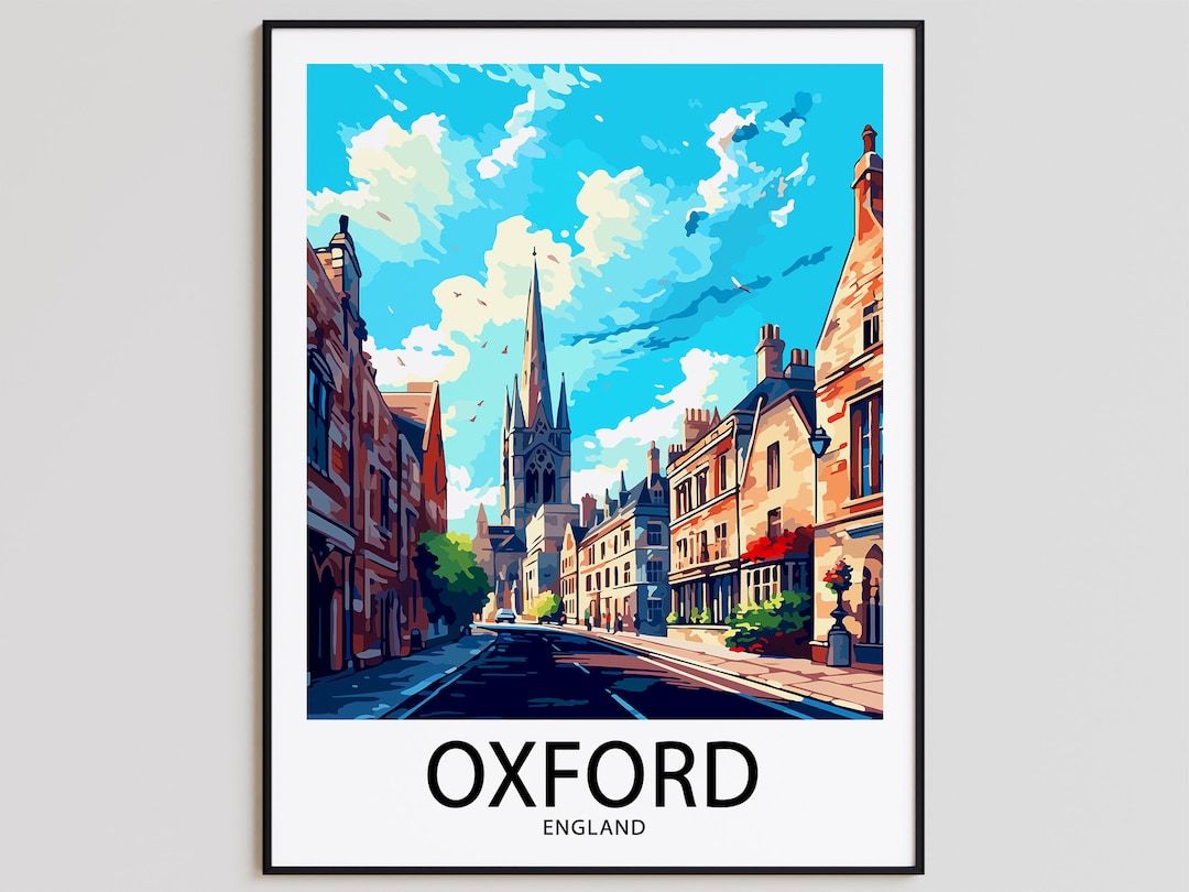 Oxford Travel Poster Oxford Print England Art Print Oxford Gift Oxford
