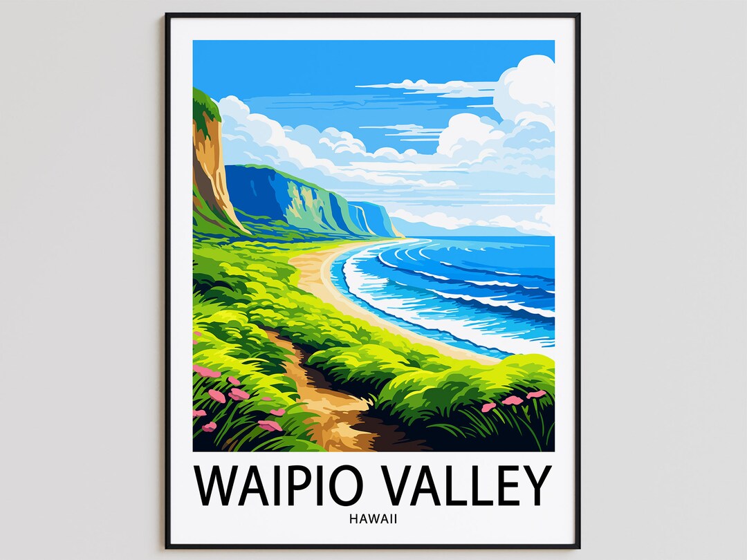 Waipio Tal ReisePlakat Waipio TalDruck Hawaii Kunstdruck Etsy.de