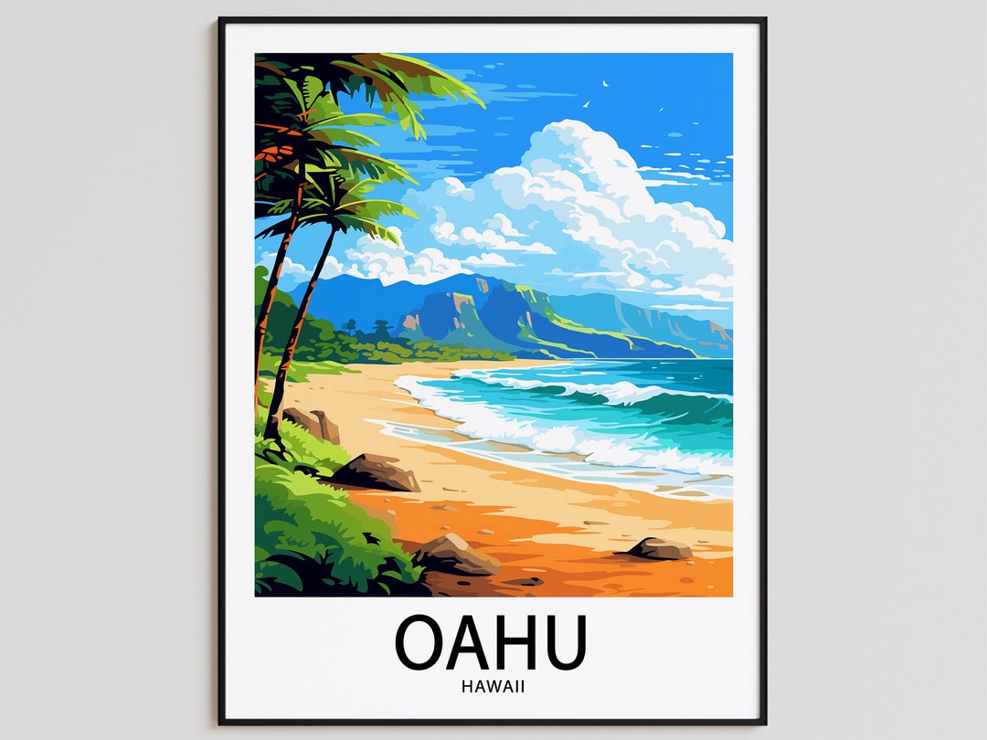 Oahu Reise Poster Oahu Print Hawaii Art Print Oahu Geschenk Etsy.de