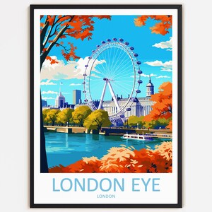 London Eye Reise Print Wand Dekor Wand Kunst London Eye Wandbehang Home Décor London Eye Geschenk Kunstliebhaber London Art Home Dekoration