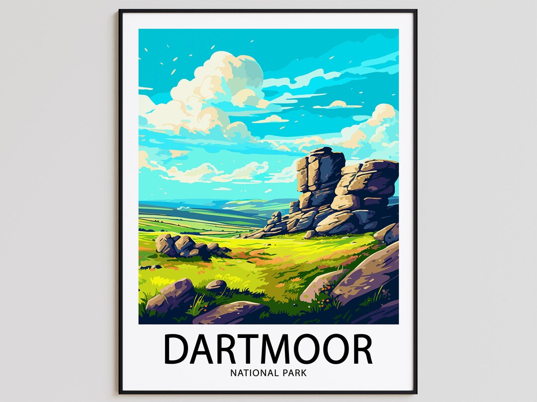 Dartmoor Travel Poster Dartmoor Print National Park Art Print Dartmoor