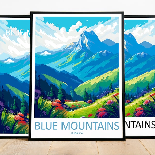 Blue Mountains Travel Print Blue Mountains Art Poster Jamaica Art Print Blue Mountains Gift Blue Mountains Wall Art Blue Mountains Artwork