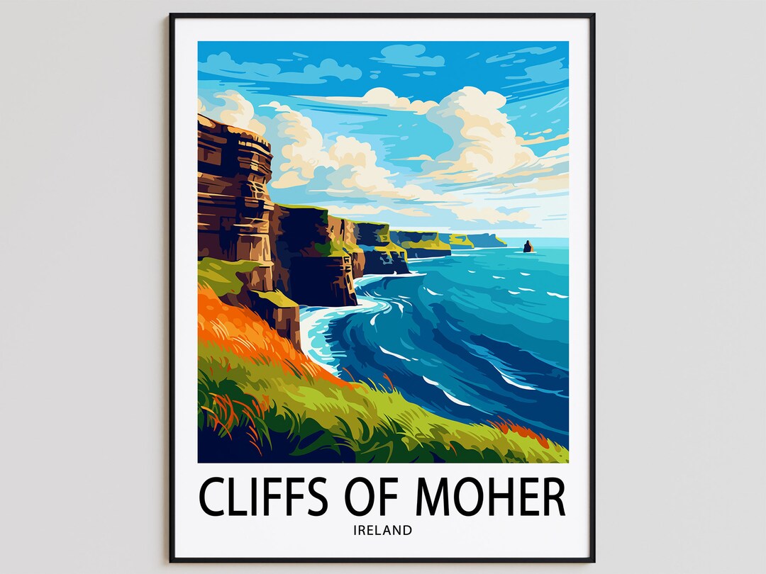 Cliffs of Moher Travel Poster Cliffs of Moher Print Ireland Etsy