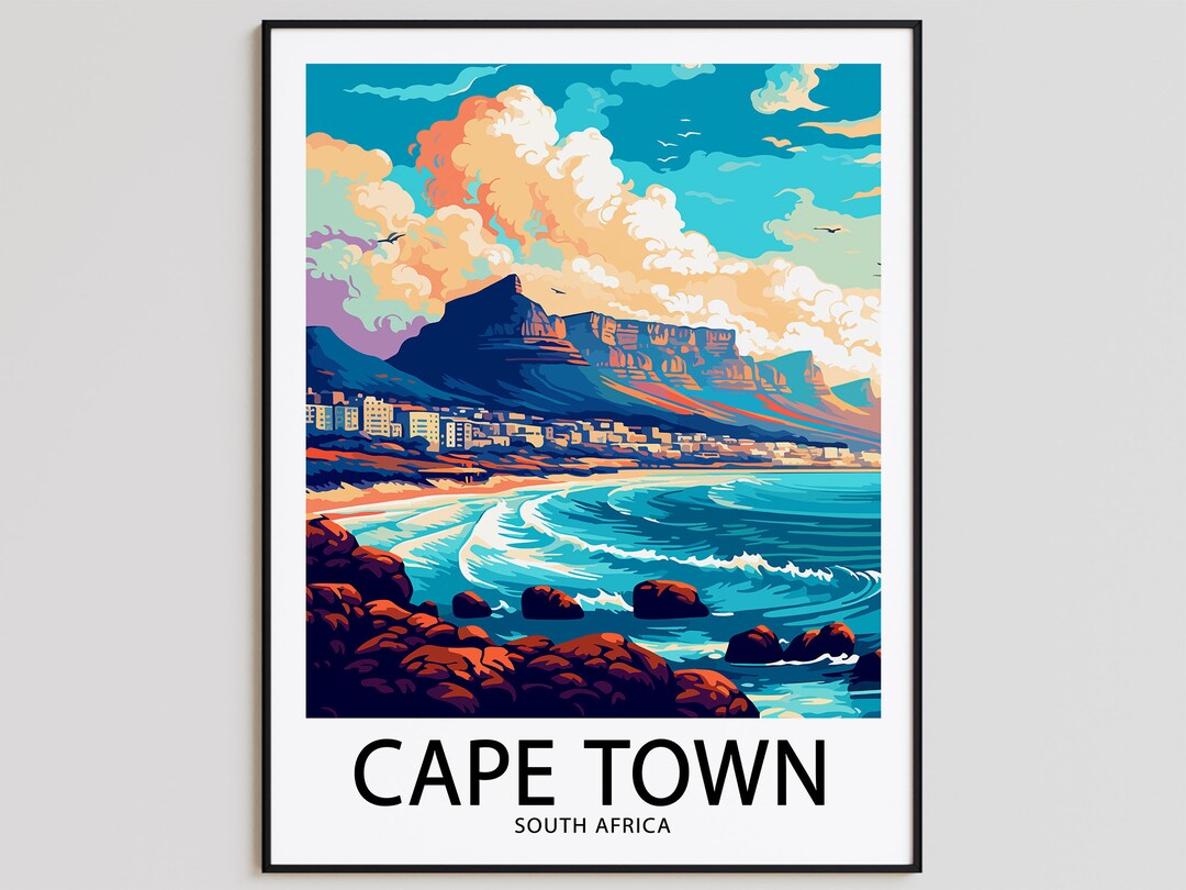 Cape Town Travel Poster Cape Town Print South Africa Art Print Etsy
